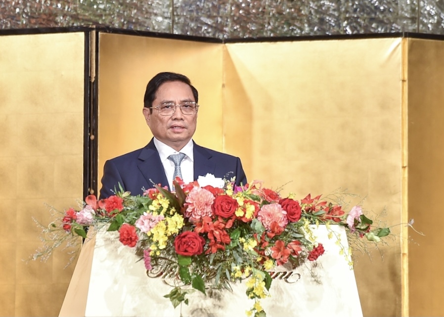 PM Pham Minh Chinh addresses the Vietnam - Japan investment promotion forum. (Photo: VGP)