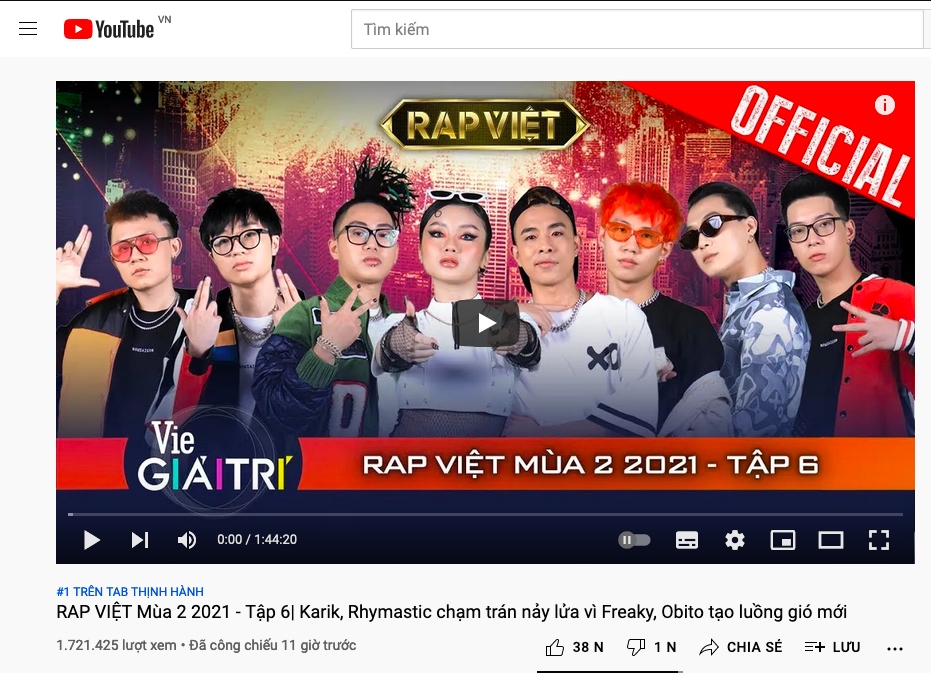 sau 9 gio cong chieu, tap 6 rap viet mua 2 dan dau top thinh hanh youtube hinh anh 1