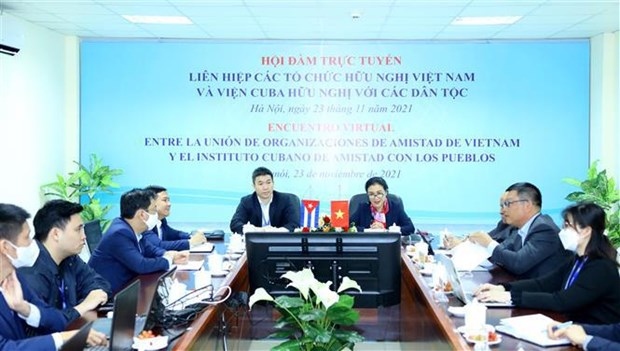 Overview of the talks between leaders of VUFO and ICAP in Hanoi (Photo: VNA)