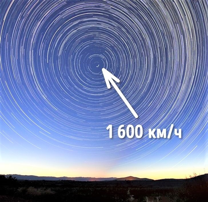 Trái Đất quay nhanh hơn. Trái Đất quay với tốc độ 1.600 km/h. Nó cũng quay quanh Mặt Trời với tốc độ thậm chí còn lớn hơn – 108.00 km/h. Trong thực tế, chúng ta chỉ có thể cảm nhận được chuyển động nếu tốc độ của nó thay đổi. Do tốc độ quay của Trái Đất và lực hấp dẫn là không đổi, chúng ta hoàn toàn không cảm nhận được.