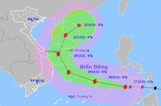 Super typhoon Rai is forecast to make a U-turn when it moves close to central Vietnam.