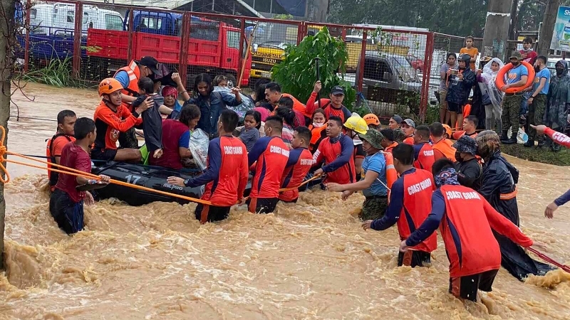Bão Rai gây lũ lụt ở thành phố Cagayan de Oro, Mindanao ngày 16/12. Nguồn: AFP