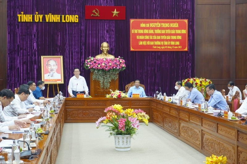 Trưởng Ban Tuyên giáo Trung ương làm việc tại Vĩnh Long về công tác xây dựng Đảng