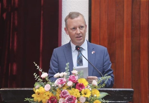 British Ambassador to Vietnam Gareth Ward speaks at the event.