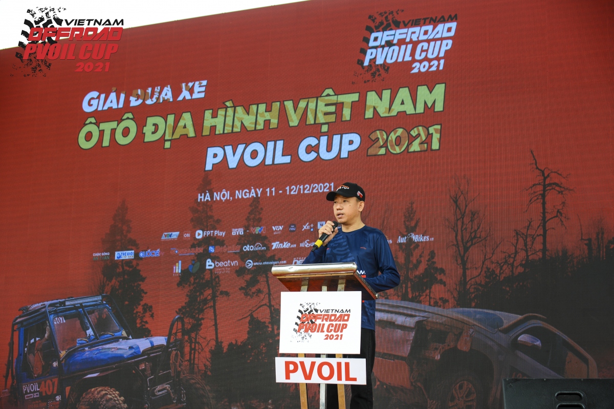 Nguyễn Đức Hoàng - Trưởng ban tổ chức giải PVOIL VOC 2021 - phát biểu trong buổi khai mạc