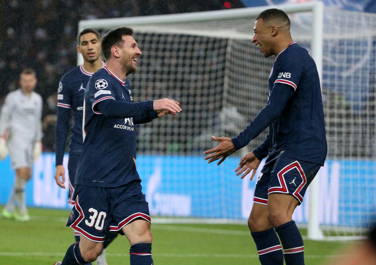 Messi và Mbappe giúp PSG đè bẹp Brugge. (Ảnh: Getty)