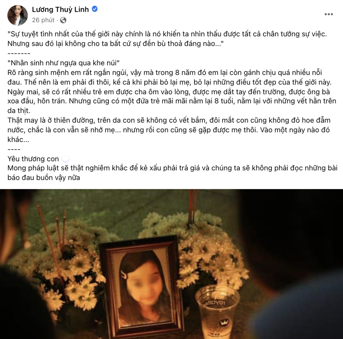 Hoa hậu Thùy Tiên cùng dàn người đẹp lên án trước vụ việc bé gái 8 ...
