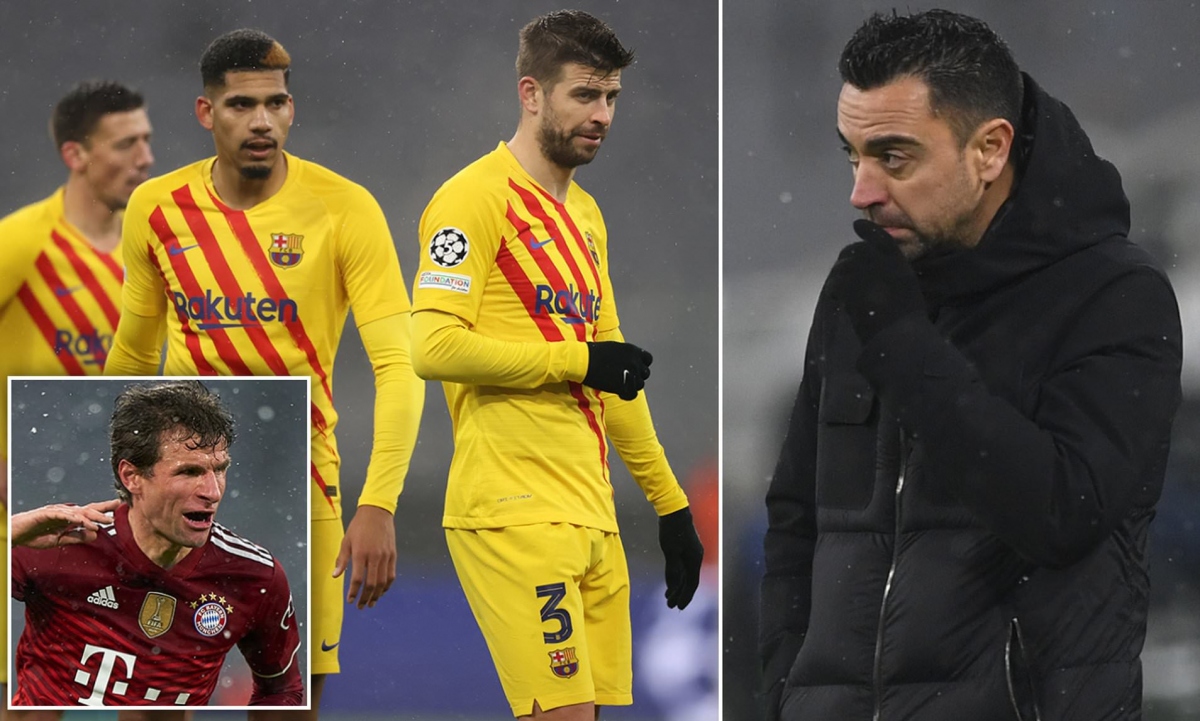 Thầy trò Xavi thua lấm lưng trắng bụng trước Bayern Munich. (Ảnh: Daily Mail)