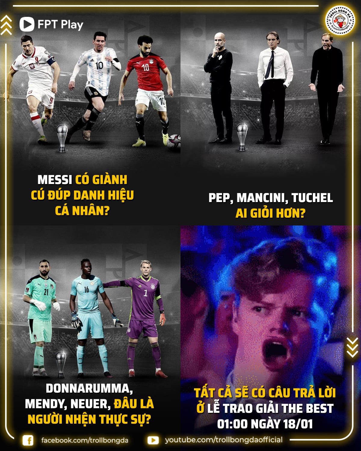 Messi sẽ giành giải thưởng The Best? (Ảnh: Troll Bóng đá). 