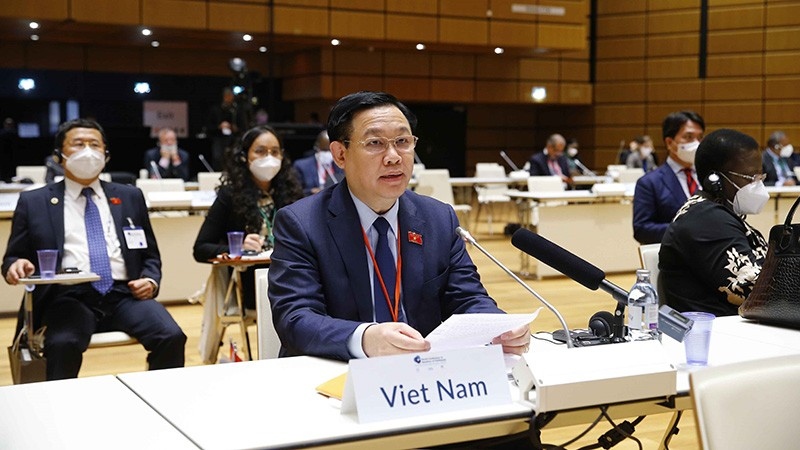 Chủ tịch Quốc hội Vương Đình Huệ dự Lễ khai mạc Hội nghị các Chủ tịch Quốc hội thế giới lần thứ 5. (Ảnh: TTXVN)