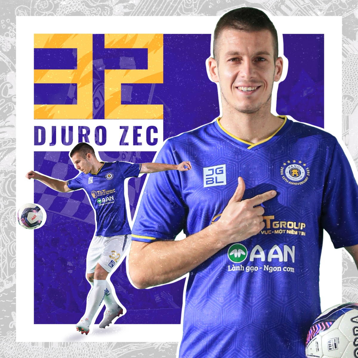 Djuro Zec sẽ khoác áo số 32 tại đội bóng mới. (Ảnh: Hà Nội FC)