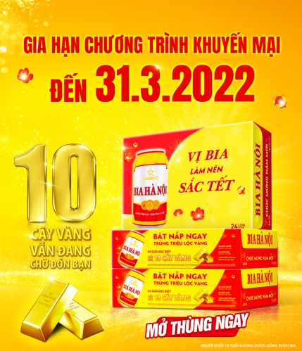 Bia Hà Nội gia hạn thời gian 2 chương trình khuyến mại Tết
