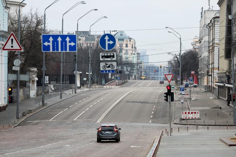 Hình ảnh thủ đô Kiev của Ukraine trong ngày 25/2 khi quân đội Nga đang dần áp sát. (Ảnh: Reuters)