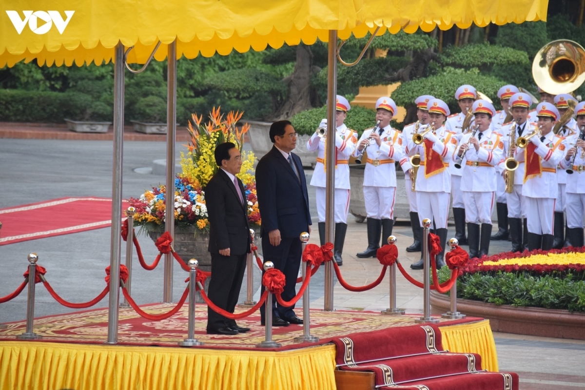 Ngày 8/1/2022, tại Phủ Chủ tịch, Thủ tướng Chính phủ Phạm Minh Chính chủ trì lễ đón trọng thể Thủ tướng Chính phủ nước CHDCND Lào Phankham Viphavanh thăm chính thức Việt Nam.
