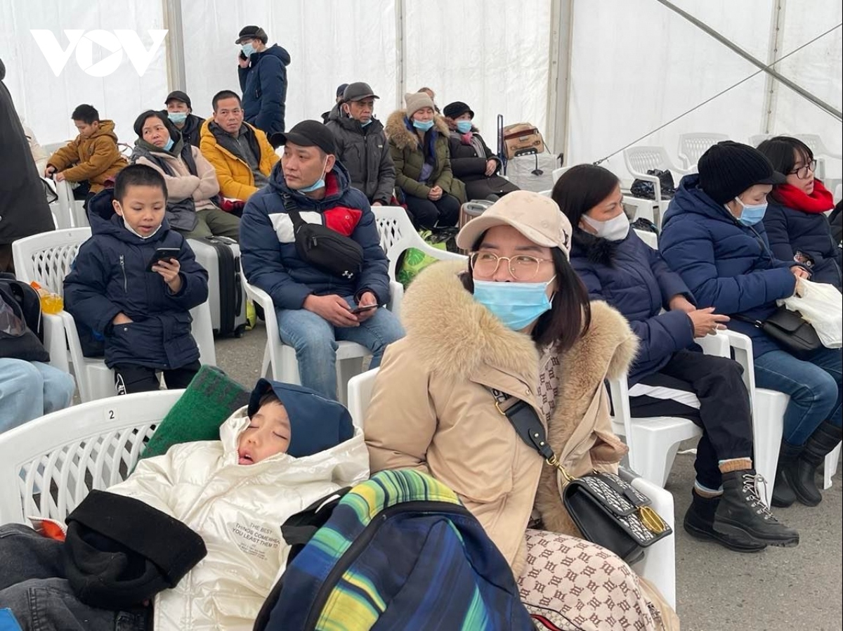   Many people show their fatigue after days of being evacuated from
Ukraine.