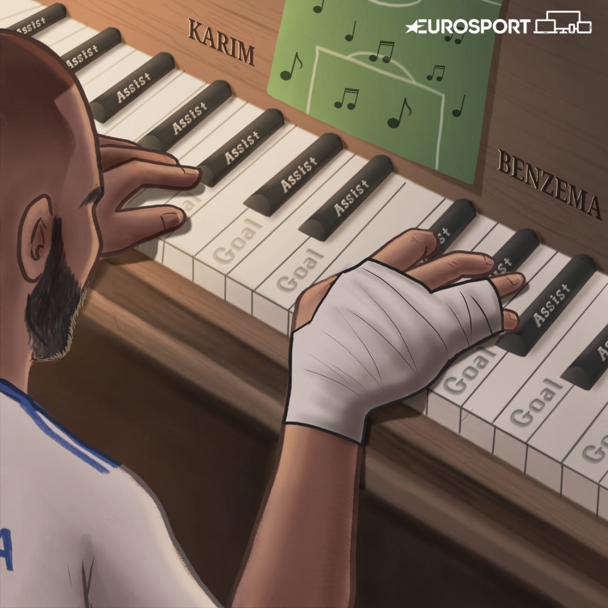 Màn trình diễn đỉnh cao của Karim Benzema. (Ảnh: ZEZO Cartoons)