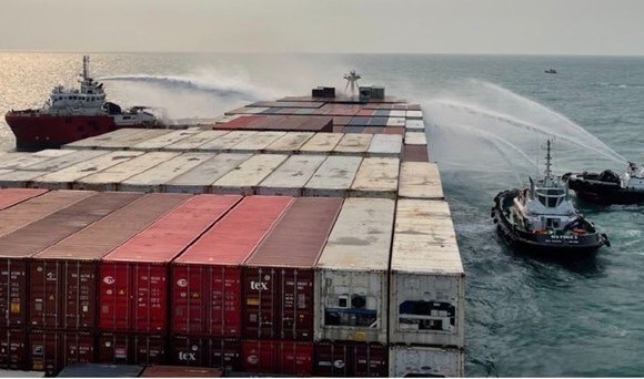 owner of container ship blazed off vietnamese coast thanks for help picture 1