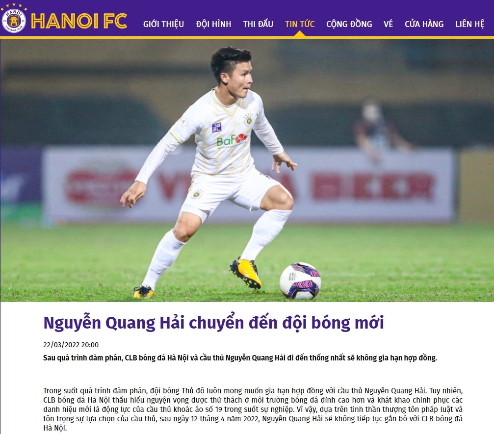 thong bao chia tay quang hai da chi ra tuong lai phat trien cua ha noi fc hinh anh 1