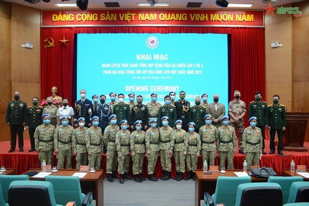 Participants in the opening ceremony of practical training for Level-2 Field Hospital No. 4 on March 4 (Photo: qdnd.vn)