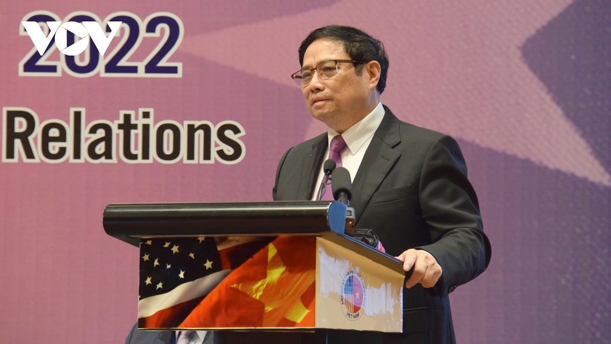 PM Pham Minh Chinh speaks at the US-Vietnam Business Summit 2022 on March 8.