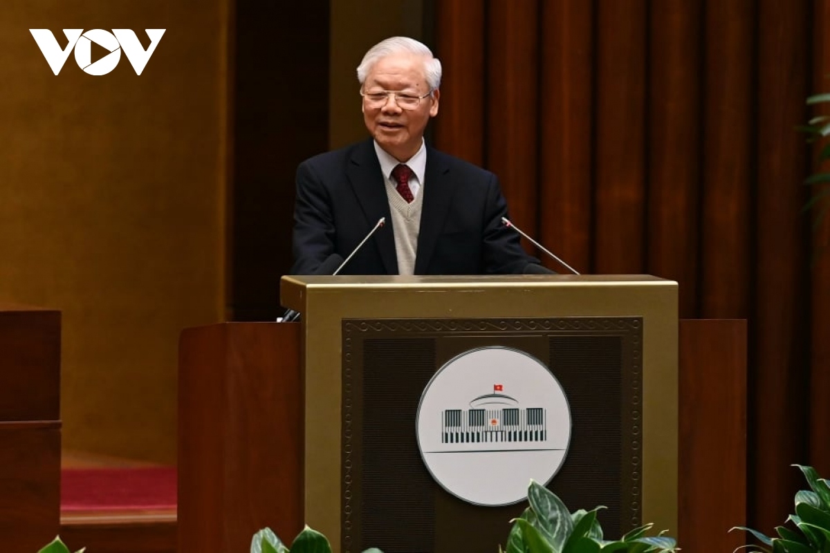 Tổng Bí thư Nguyễn Phú Trọng phát biểu chỉ đạo tại Hội nghị văn hóa toàn quốc (Ảnh: Vũ Toàn)