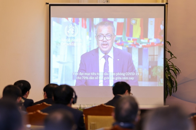 WHO Director  General Tedros Adhanom Ghebreyesus hails Vietnam's success in implementing its vaccine strategy in a pre-recorded message to the meeting. (Photo: VGP)
