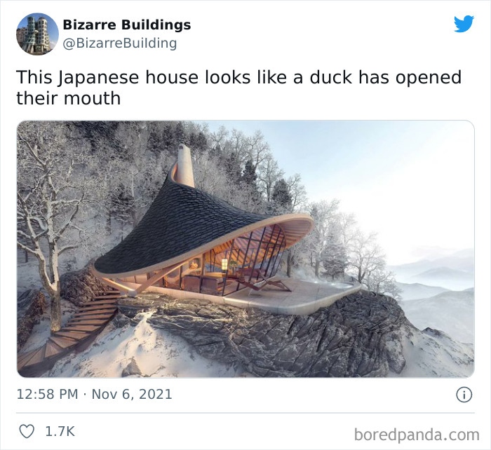Còn ngôi nhà ở Nhật Bản này được ví như một chú vịt đang há mỏ./.