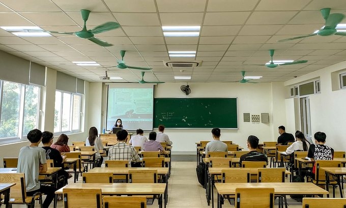 Students attend a class at Hanoi University of Science and Technology in May 2020. (Photo courtesy of the university)