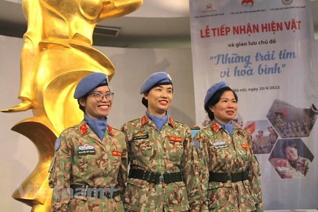 Three Vietnamese women who used to join UN peacekeeping mission in Africa.