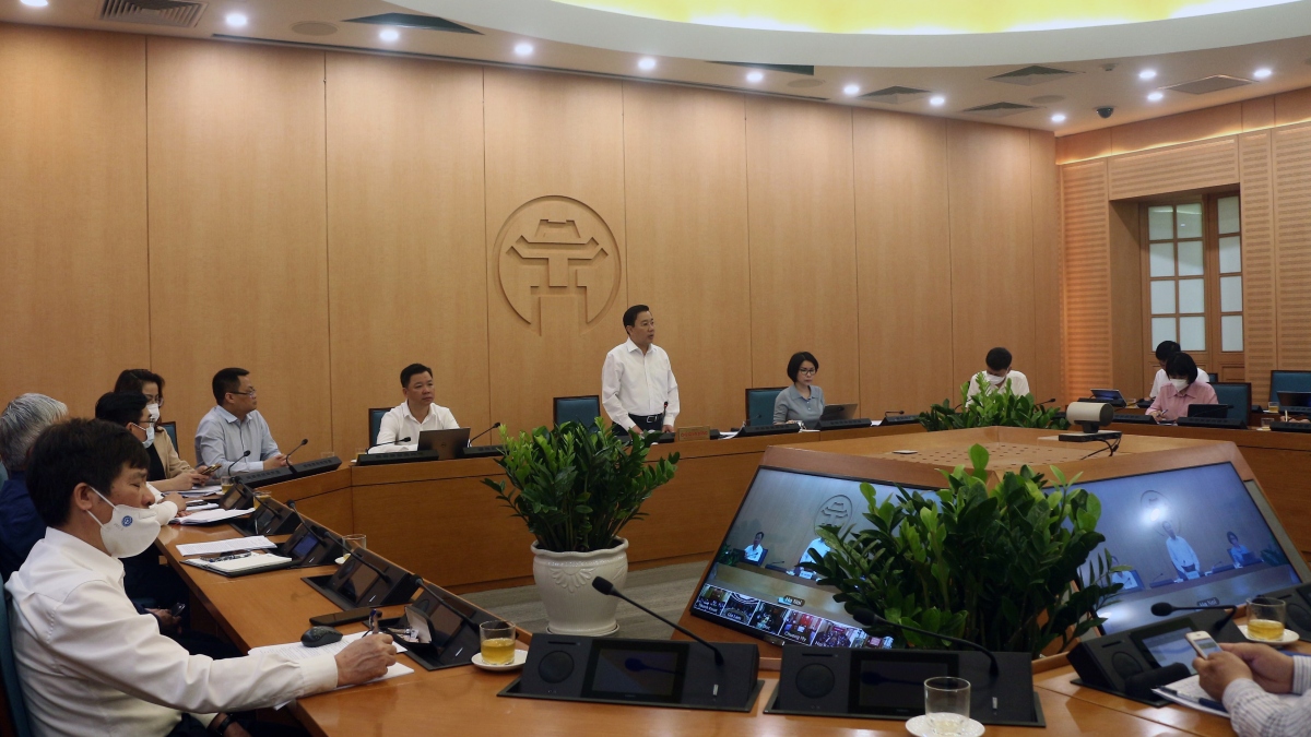 Phiên họp Ban Chỉ đạo phòng, chống dịch Covid-19 thành phố Hà Nội sáng 14/4.