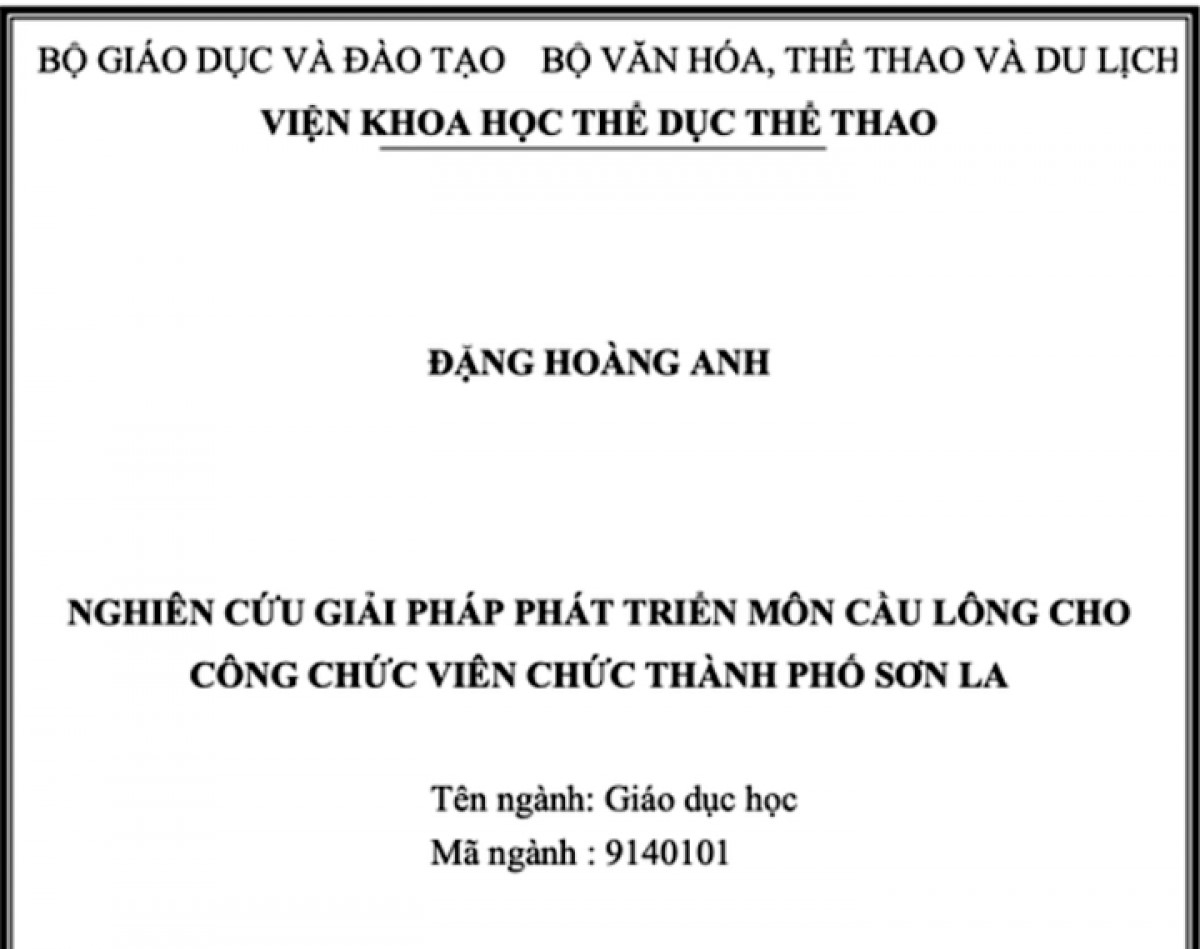 Nơi chủ đề tài công tác nói gì về Luận án Tiến sĩ phát triển cầu lông cho công chức Sơn La