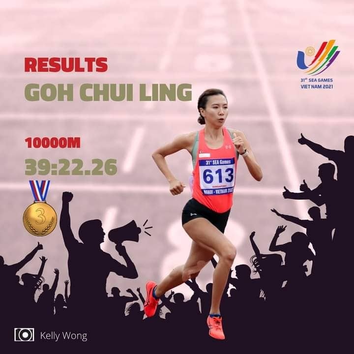 Đoàn điền kinh Singapore xác nhận Goh Chui Ling được đôn lên nhận HCĐ nội dung chạy 10.000m nữ tại SEA Games 31. (Ảnh: Singapore Athletics). 