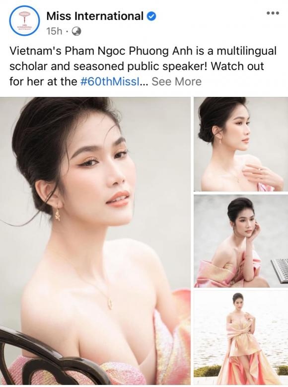 Fanpage Miss International đánh giá cao Á hậu Phương Anh trước ...