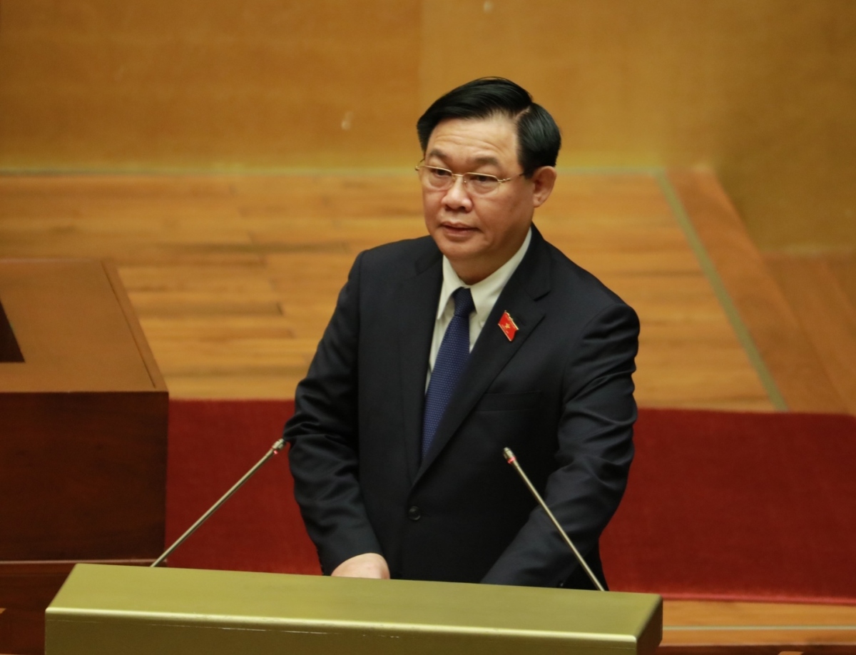 Chủ tịch Quốc hội Vương Đình Huệ phát biểu khai mạc kỳ họp thứ 3, Quốc hội khóa XV. 