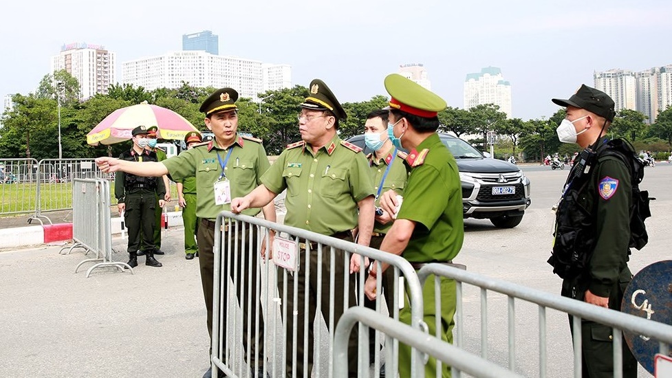 Trung tướng Nguyễn Hải Trung - Giám đốc Công an TP Hà Nội kiểm tra công tác đảm bảo an ninh, an toàn cho SEA Games 31.
