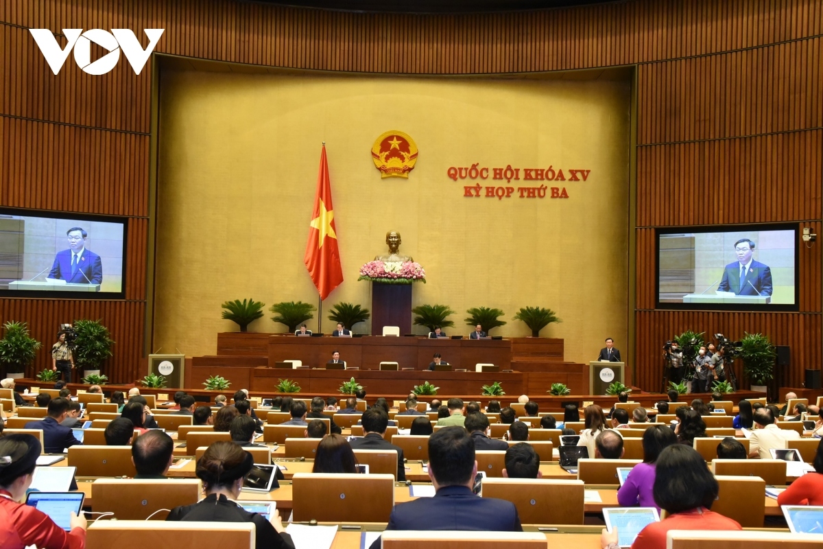 Deputies attend the third session of the 15th National Assembly in Hanoi.