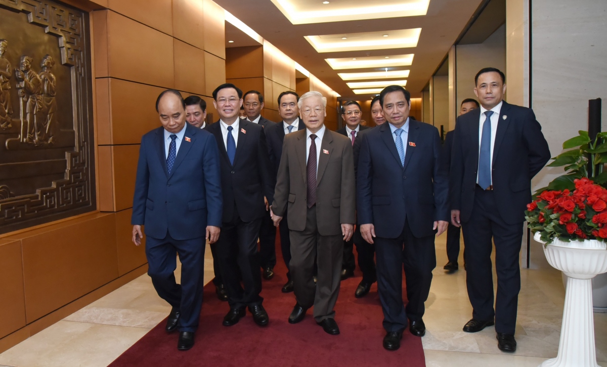 Các vị lãnh đạo Đảng, Nhà nước dự phiên khai mạc kỳ họp thứ 3, Quốc hội khóa XV.