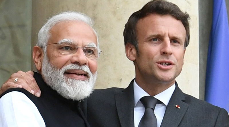 Thủ tướng Ấn Độ Narendra Modi (trái) và Tổng thống Pháp Emmanuel Macron. Ảnh: Văn phòng Thủ tướng Ấn Độ