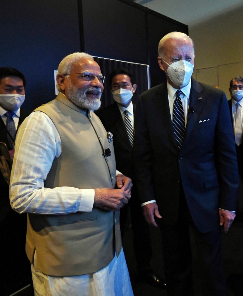Thủ tướng Ấn Độ Narendra Modi và Tổng thống Mỹ Joe Biden tại Tokyo, ngày 23/5 (Nguồn: ANI)