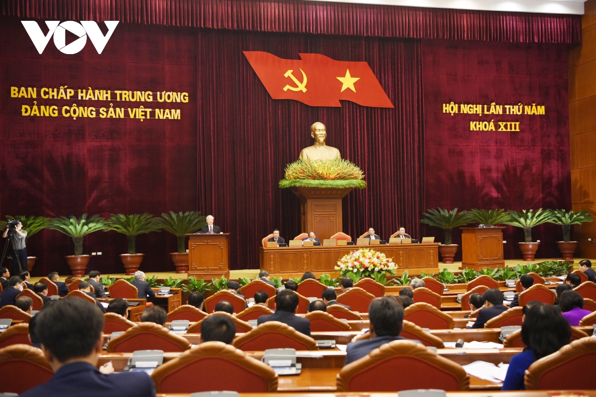 Party General Secretary Nguyen Phu Trong delivers a speech at the gathering.