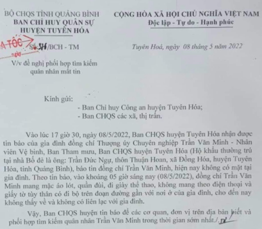 tìm kiếm một quân nhân nghi mất tích hình ảnh 1 tim kiem mot quan nhan nghi mat tich hinh anh 1
