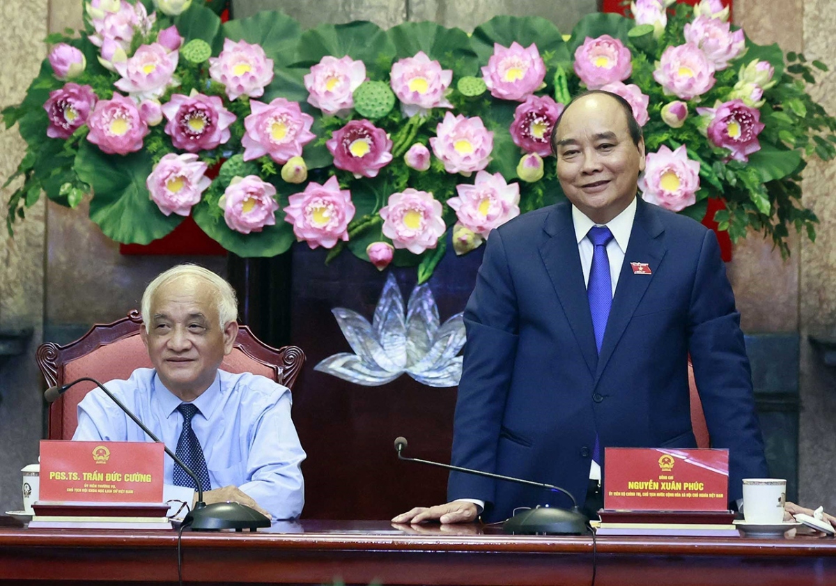 Chủ tịch nước Nguyễn Xuân Phúc phát biểu tại buổi làm việc. (Ảnh: Nhân Dân)