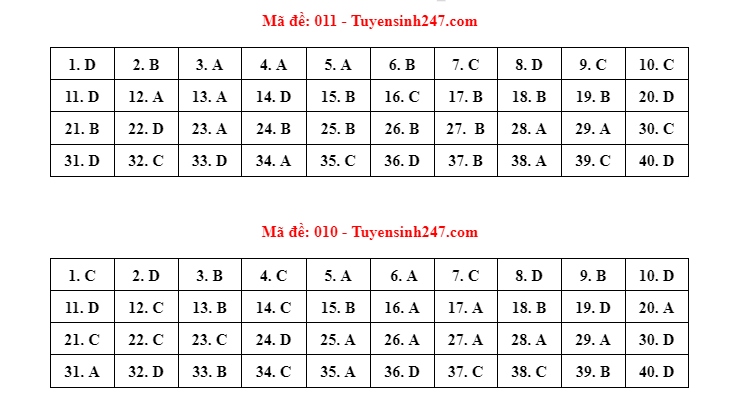 chi tiet dap an cac ma de thi mon tieng anh ky thi tuyen sinh lop 10 tai ha noi hinh anh 1