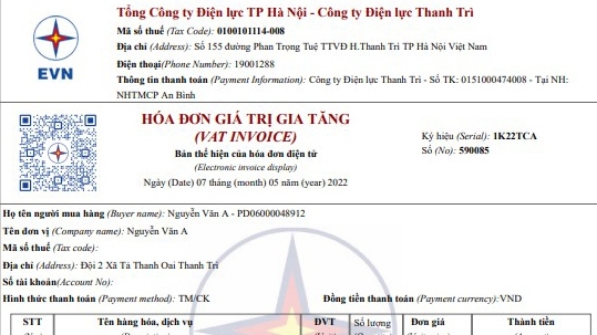 Thanh toán tiền điện bằng hóa đơn điện tử từ ngày 1/7/2022