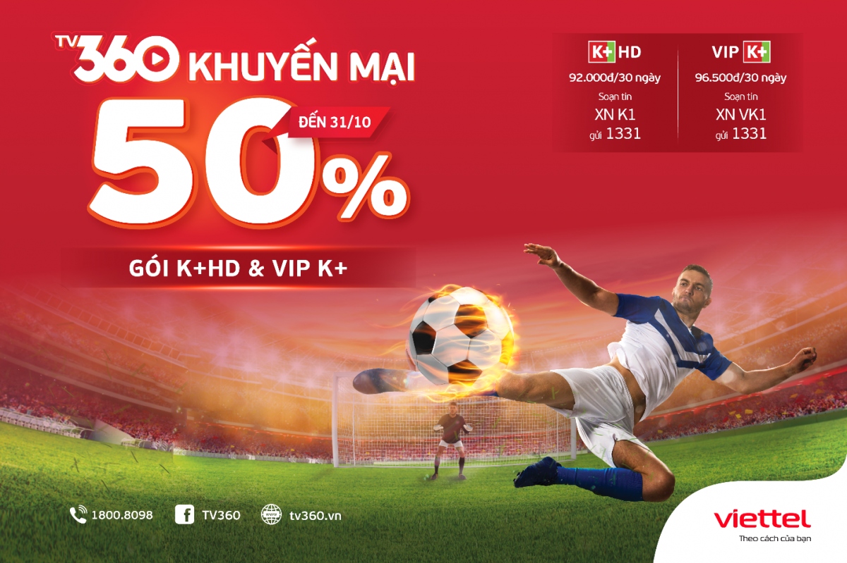 Giảm 50% các gói cước K+ trên TV360