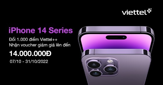 Cơ hội giảm giá 14 triệu đồng khi mua điện thoại iPhone 14 tại Viettel Store