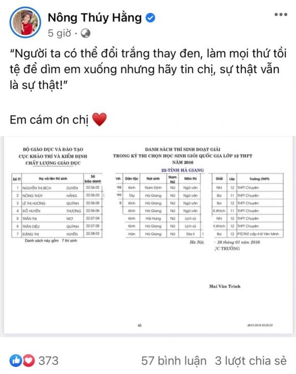 Hoa hậu Nông Thúy Hằng tự tin khoe thành tích, đáp trả cực gắt trước tin đồn về học thức