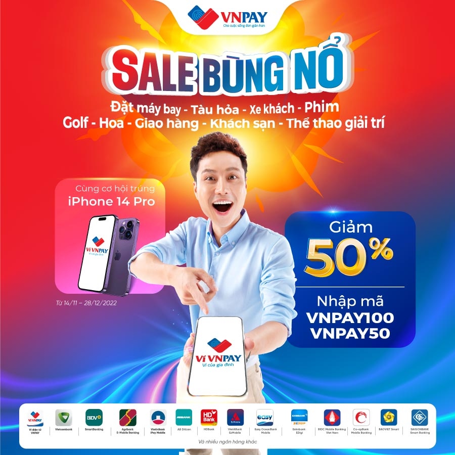 rinh iphone 14 pro, uu dai toi 50 nhieu dich vu tren vi vnpay va ung dung ngan hang hinh anh 2