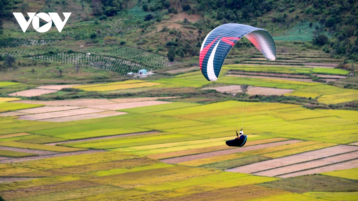 festival-goers experience paragliding over extinct volcano picture 14