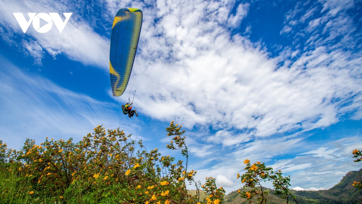festival-goers experience paragliding over extinct volcano picture 17